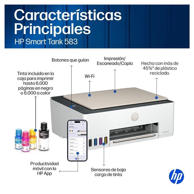 Impresora Hp Multifunción Smart Tank 583 (4a8d7a)