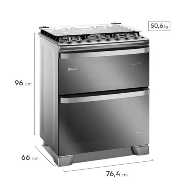 Cocina a Gas Electrolux Doble Horno Eléctrico/Gas 76 cm Inox  (F5EDM)