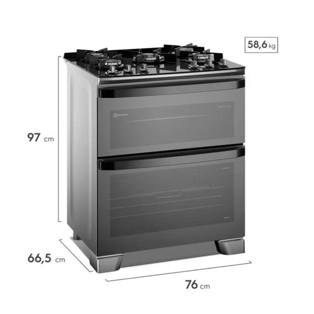 Cocina a Gas Electrolux Doble Horno Eléctrico/Gas AirFry 76 cm Inox (F5EAD)