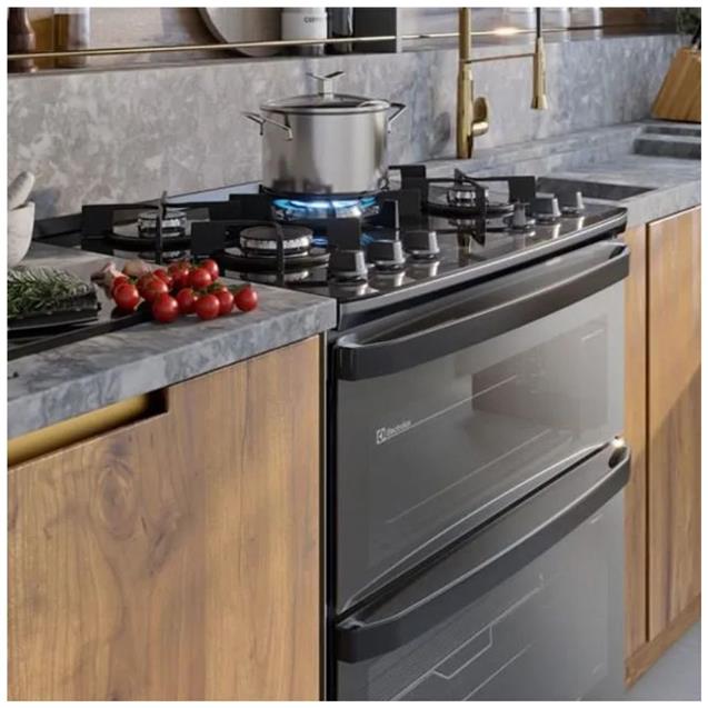 Cocina a Gas Electrolux Doble Horno Eléctrico/Gas AirFry 76 cm Inox (F5EAD)