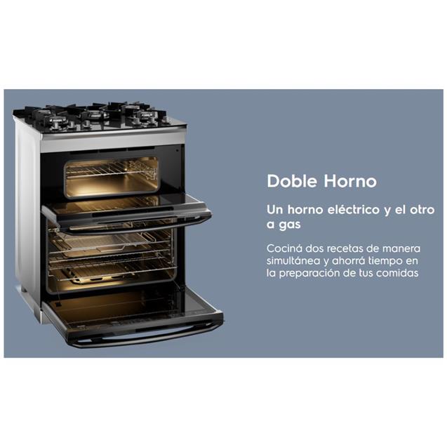 Cocina a Gas Electrolux Doble Horno Eléctrico/Gas AirFry 76 cm Inox (F5EAD)