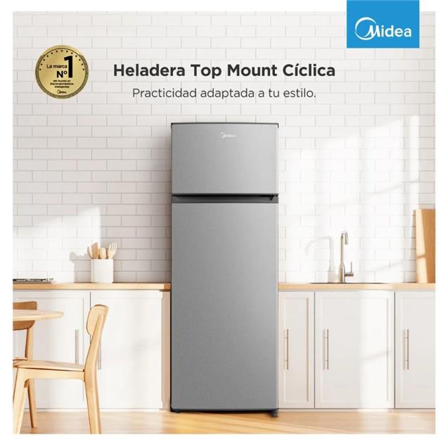Heladera Top Mount Midea con Freezer Silver 240 L  (MDRT333)