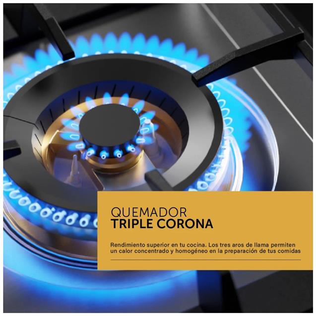 Anafe a Gas Vondom 76 Cm Vidrio Templado Negro (VAG76N5/HE)