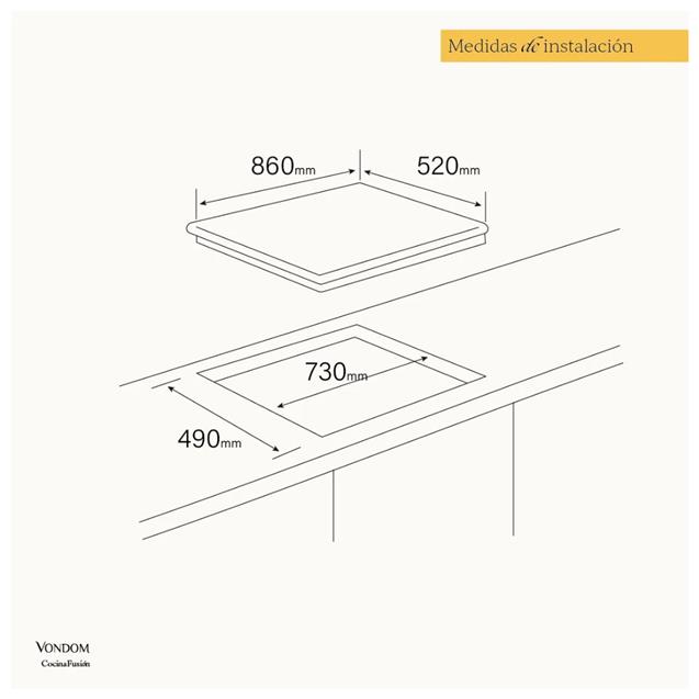Anafe a Gas Vondom 90 Cm Inox (VAG90A5/ME)