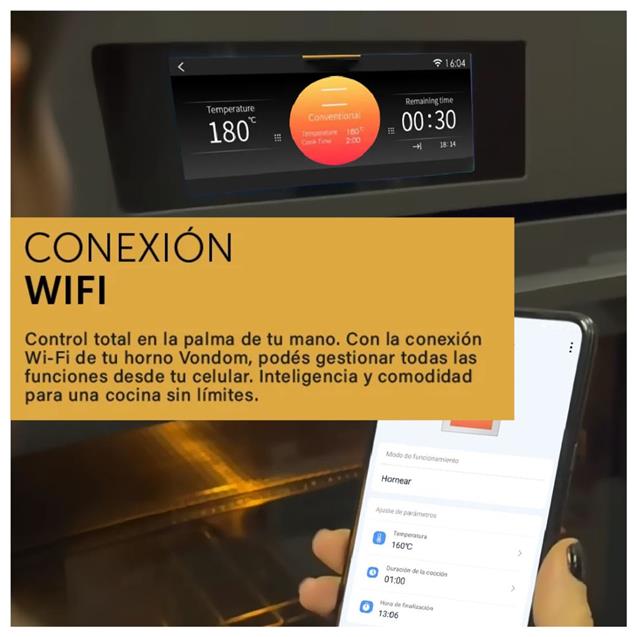 Horno Eléctrico Empotrable Vondom Pirolitico Air Fry WiFi 90 Cm  (TNC90HE-2)