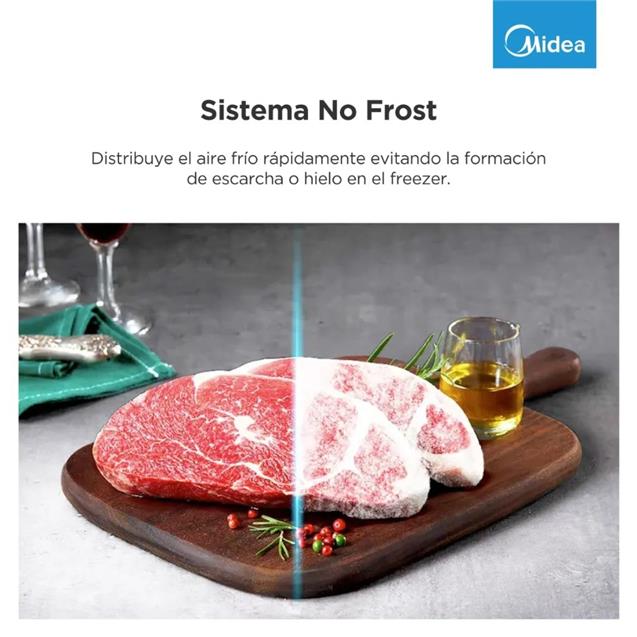 Heladera Midea Top Mount con Freezer No Frost Inverter Inox 266 L  (MDRT385MTF)