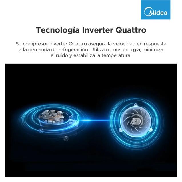 Heladera Midea Top Mount con Freezer No Frost Inverter Inox 266 L  (MDRT385MTF)