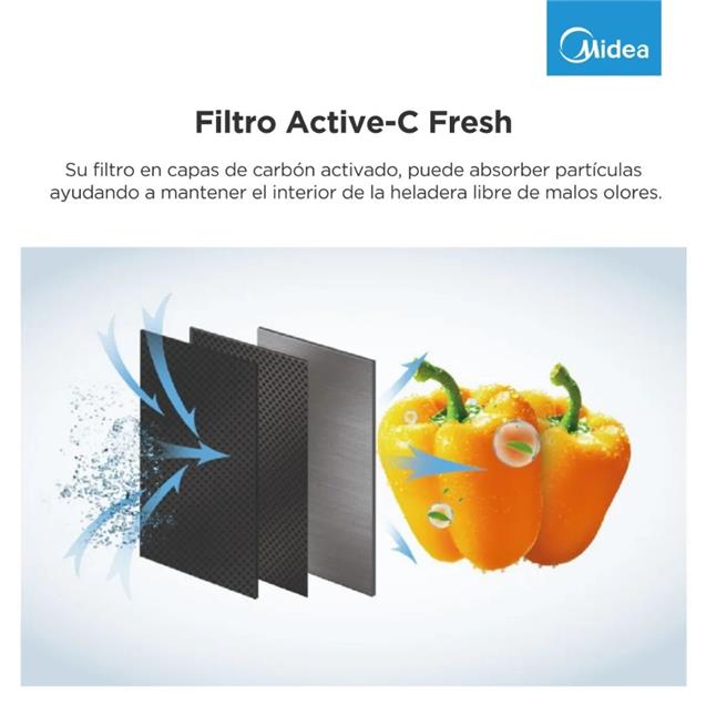 Heladera Midea Top Mount con Freezer No Frost Inverter Inox 266 L  (MDRT385MTF)