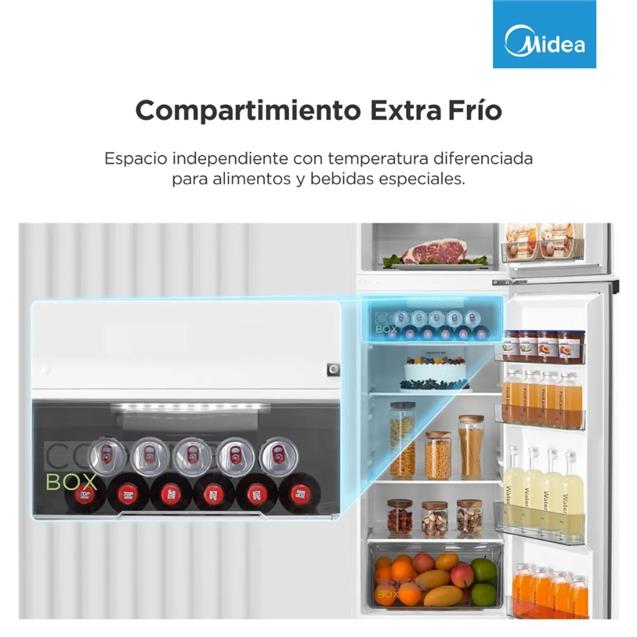 Heladera Midea Top Mount con Freezer No Frost Inverter Inox 266 L  (MDRT385MTF)