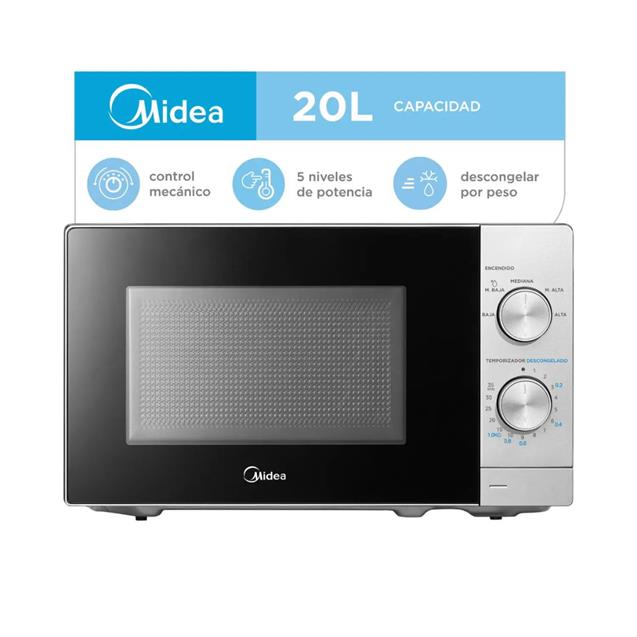 Microondas Midea 20 Lts Mecánico Silver (MWMN120SAR1)