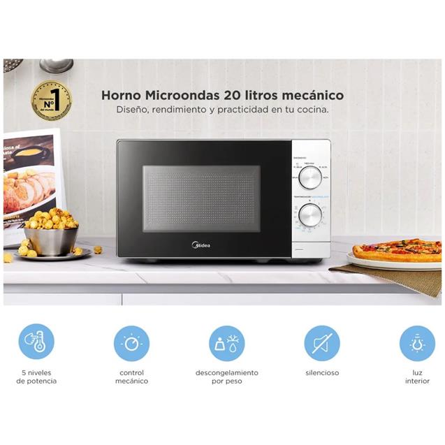Microondas Midea 20 Lts Mecánico Silver (MWMN120SAR1)