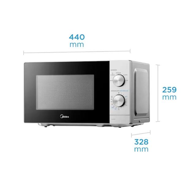 Microondas Midea 20 Lts Mecánico Silver (MWMN120SAR1)